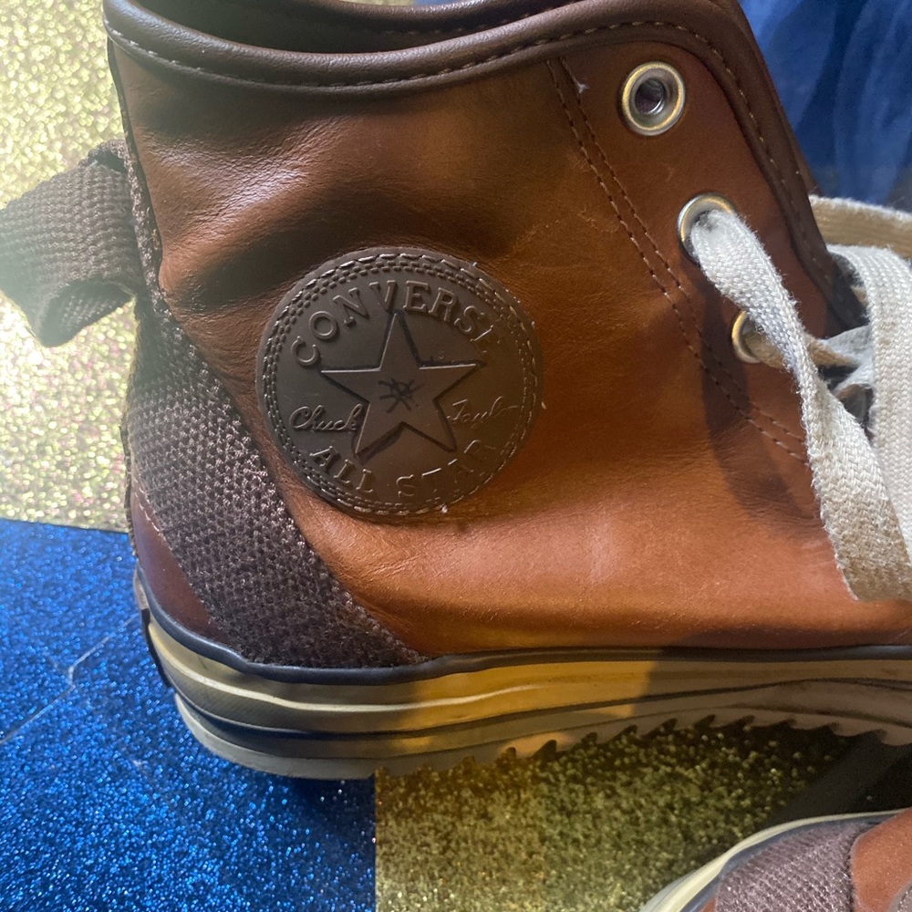 CONVERSE LTHR VTG WARM COGNAC Sneakers FLAWED RARE - Picture 14 of 16